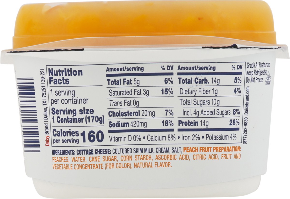 slide 6 of 9, Daisy Cottage Cheese, with Peaches, 4% Milkfat Minimum, 6 oz