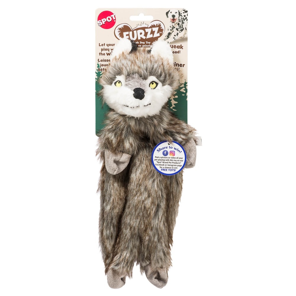 slide 1 of 1, SPOT Furzz Wolf Plush Dog Toy, 1 ct