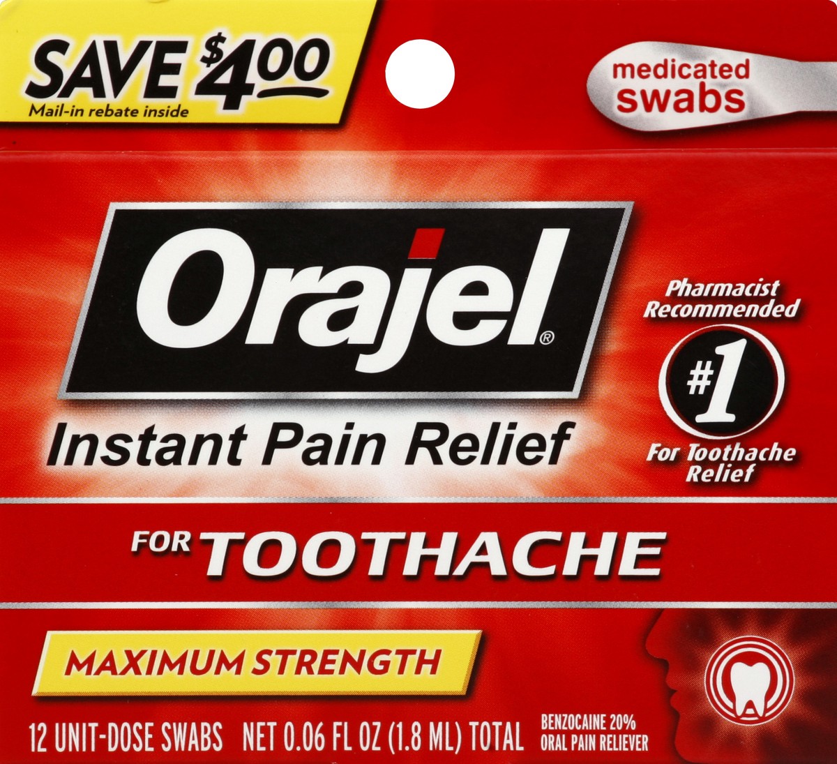 slide 1 of 3, Orajel Instant Pain Relief 12 ea, 12 ct