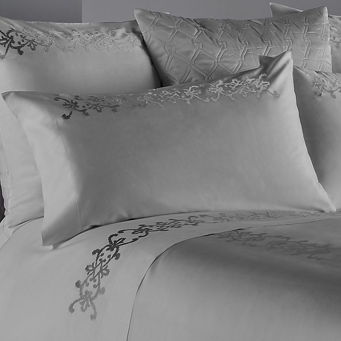 slide 1 of 1, Frette At Home Antico Standard Pillow Sham - White/Silver, 1 ct