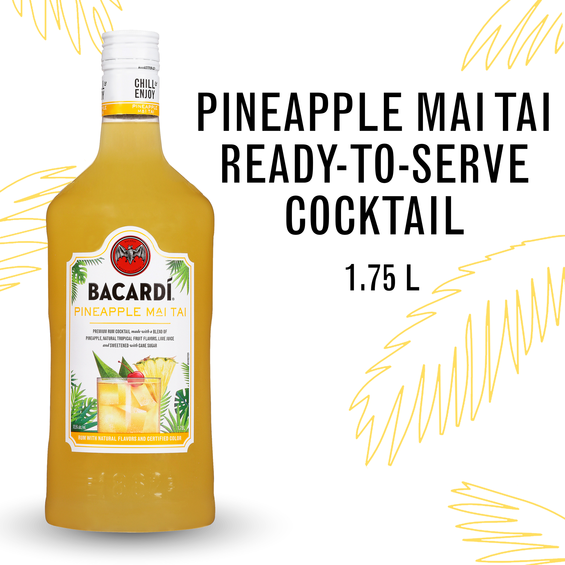 slide 1 of 7, Bacardí Bacardi Ready To Serve Pineapple Mai Tai 12.5% 175Cl/1.75L, 1.75 liter
