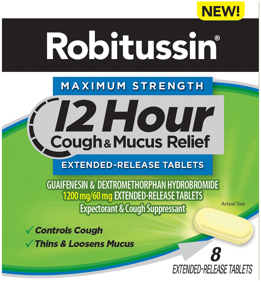 slide 2 of 7, Robitussin Cough & Mucus Relief Tablets Maximum Strength - 8 Count, 8 ct