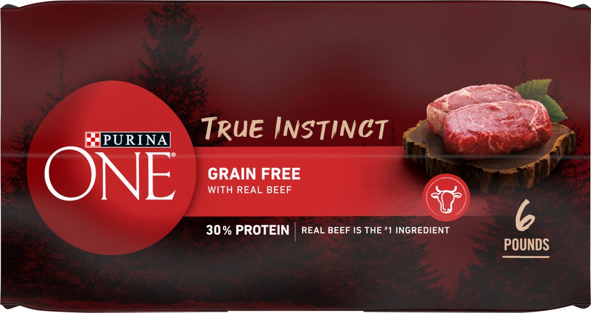 slide 8 of 9, ONE Purina ONE Grain Free Natural High Protein Dry Dog Food Formula True Instinct with Real Beef with Added Vitamins, Minerals and Nutrients, 6 lb