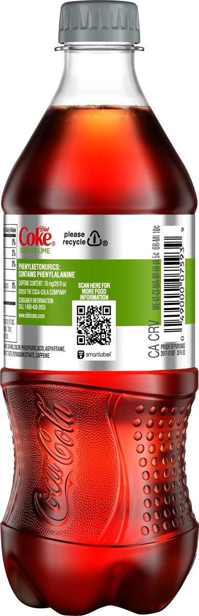 slide 4 of 6, Coca-Cola Diet Coke Ginger Lime, 20 oz