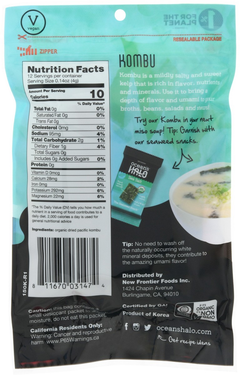 slide 4 of 9, Ocean's Halo Organic Kombu Leaf, 1 ct