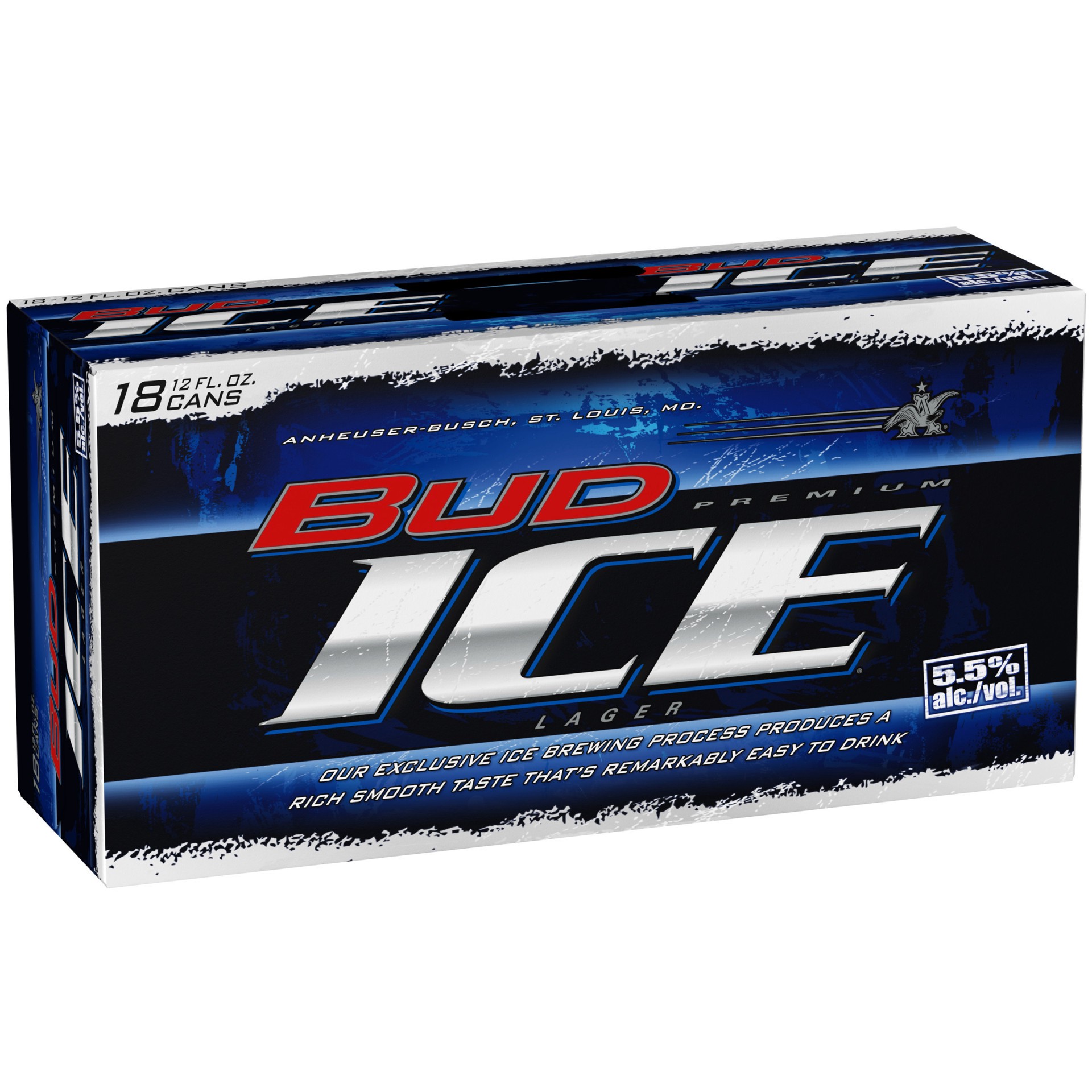 slide 1 of 9, Bud Ice American Lager Beer18 Pack, 12 fl oz Can, 18 ct; 12 oz