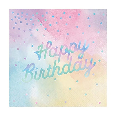 slide 1 of 1, Creative Converting Iridescent Happy Birthday Luncheon Napkins, 16 ct