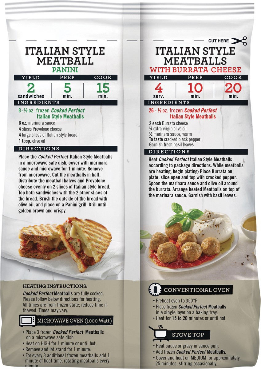 slide 7 of 10, Cooked Perfect Italian Style Meatballs, ½ oz, 13 oz