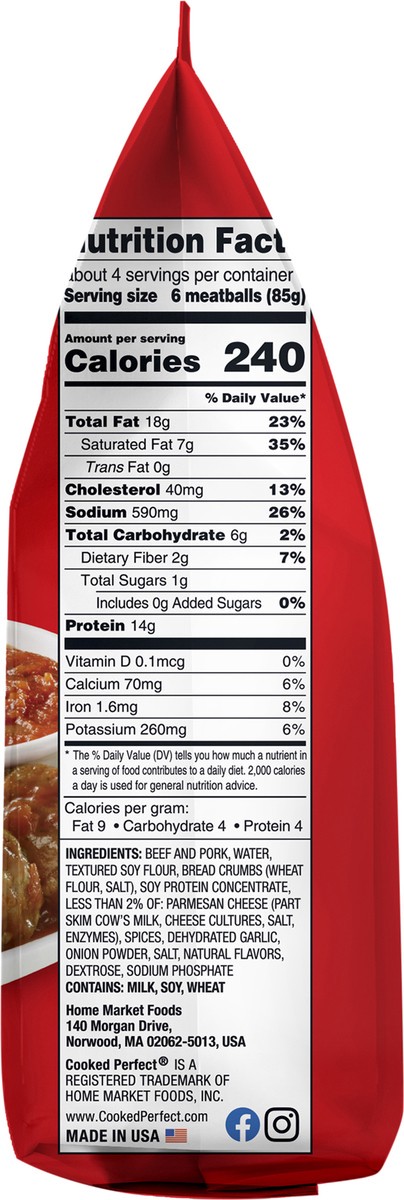 slide 4 of 10, Cooked Perfect Italian Style Meatballs, ½ oz, 13 oz