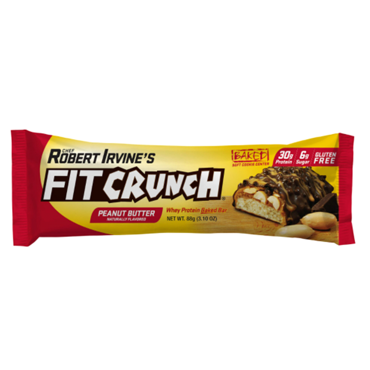 slide 1 of 4, Robert Irvine's Fit Crunch Baked Peanut Butter Bar, 3.1 oz