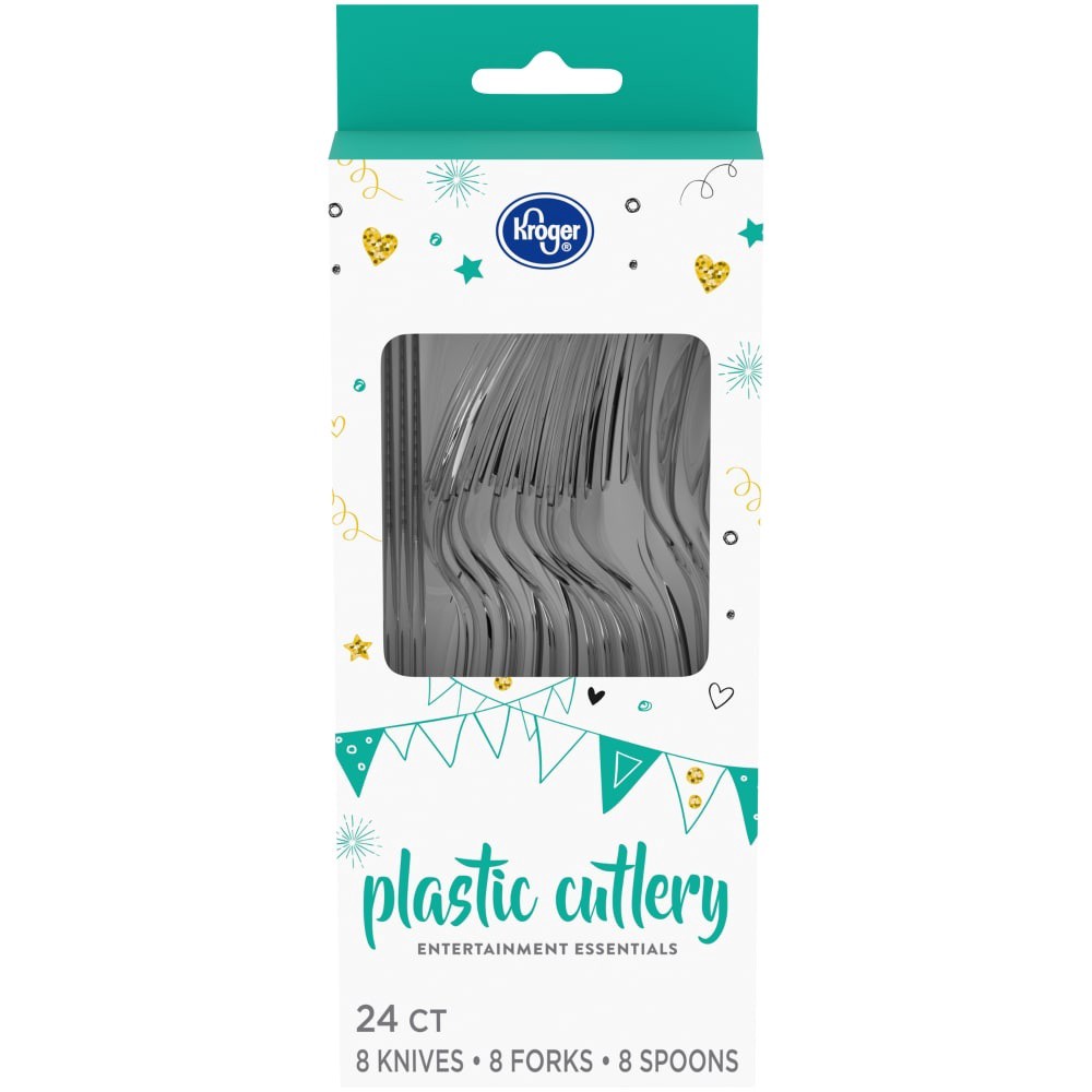 slide 3 of 3, Kroger Entertainment Essentials Plastic Cutlery - Clear, 24 ct