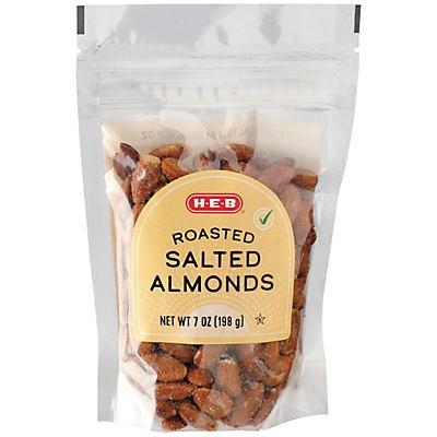 slide 1 of 1, H-E-B Roasted Salted Almonds, 7 oz