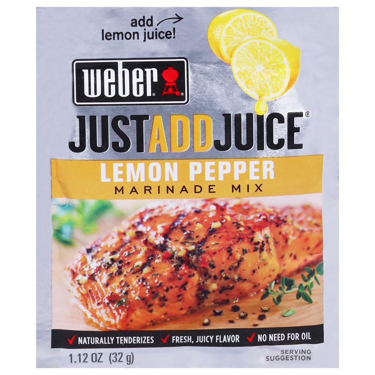 slide 1 of 3, Weber Just Add Juice Lemon Pepper Marinade Mix 1.12 oz, 1.12 oz
