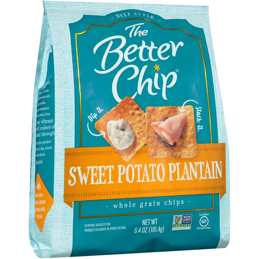 slide 2 of 8, The Better Chip Sweet Potato Plantain Whole Grain Chips, 6.4 oz