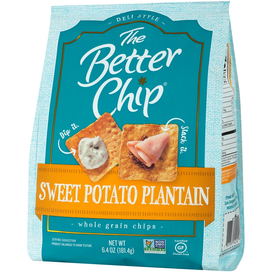 slide 3 of 8, The Better Chip Sweet Potato Plantain Whole Grain Chips, 6.4 oz