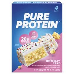Pure Protein Bars, Birthday Cake, 20 g Protein, 1.76 oz, 4 ct