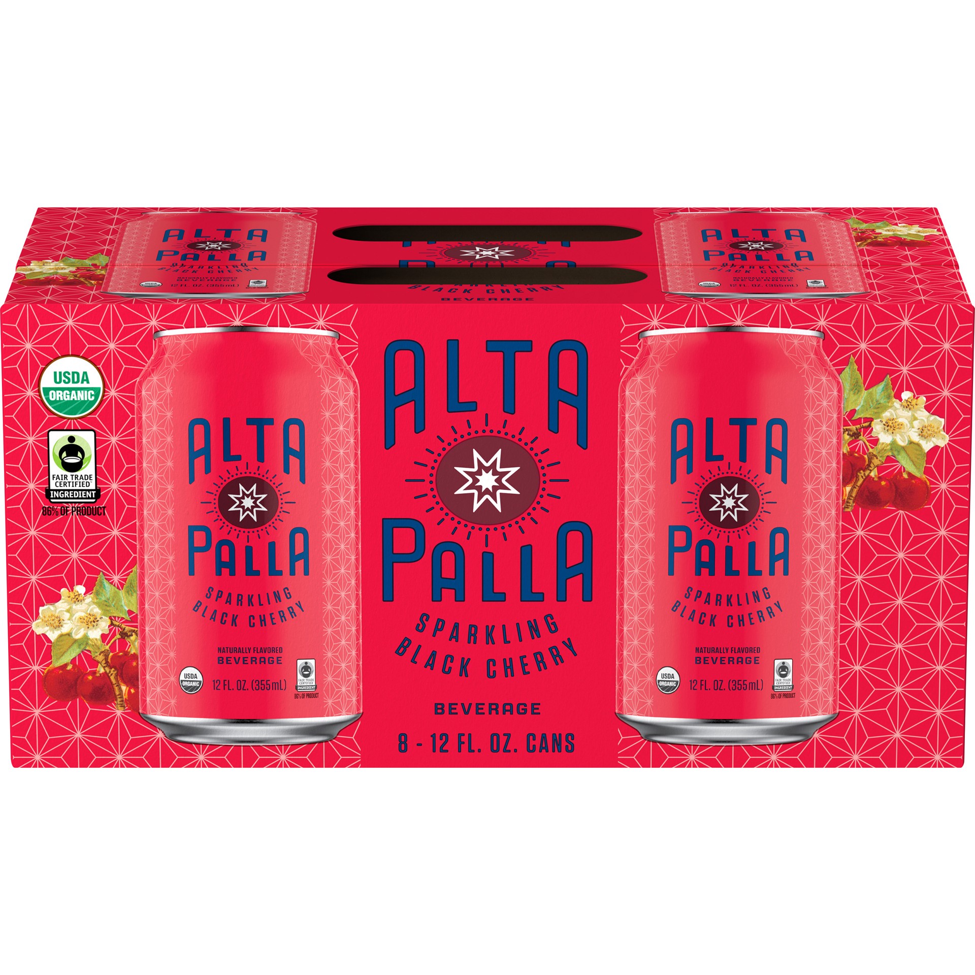 slide 3 of 4, Alta Palla Certified Organic Fair Trade Sparkling Fruit Juice Beverage, Black Cherry- 8 ct, 8 ct