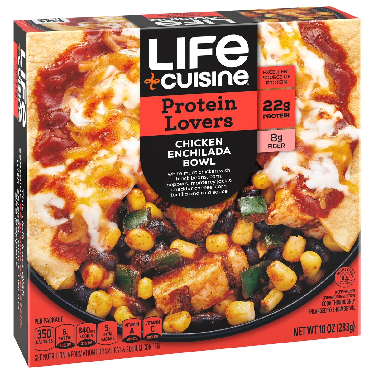 slide 2 of 9, Life Cuisine Frozen Meal Chicken Enchilada Bowl, Protein Lovers Microwave Meal, High Protein Dinner for One, 10 oz