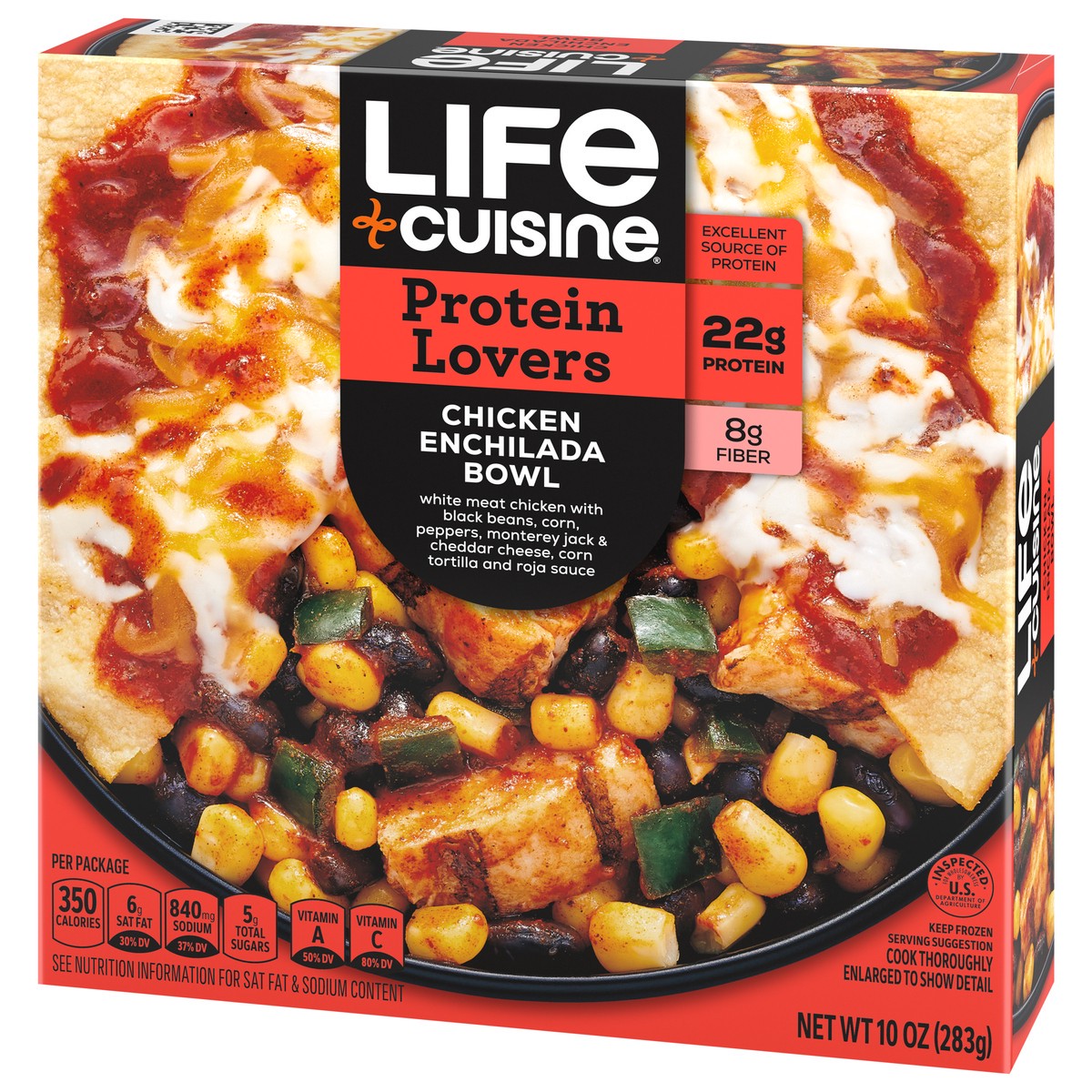 slide 3 of 9, Life Cuisine Frozen Meal Chicken Enchilada Bowl, Protein Lovers Microwave Meal, High Protein Dinner for One, 10 oz