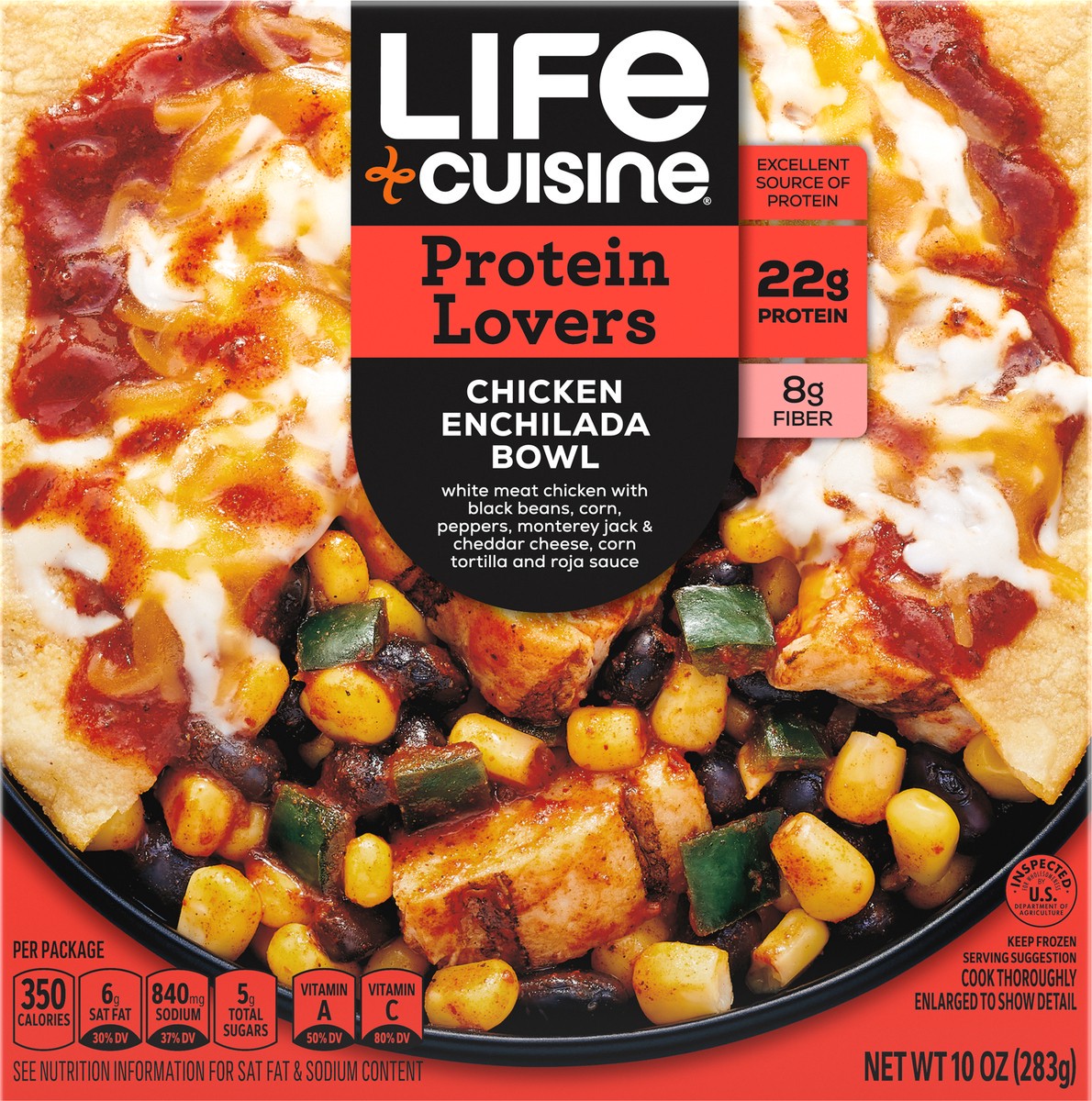 slide 8 of 9, Life Cuisine Frozen Meal Chicken Enchilada Bowl, Protein Lovers Microwave Meal, High Protein Dinner for One, 10 oz