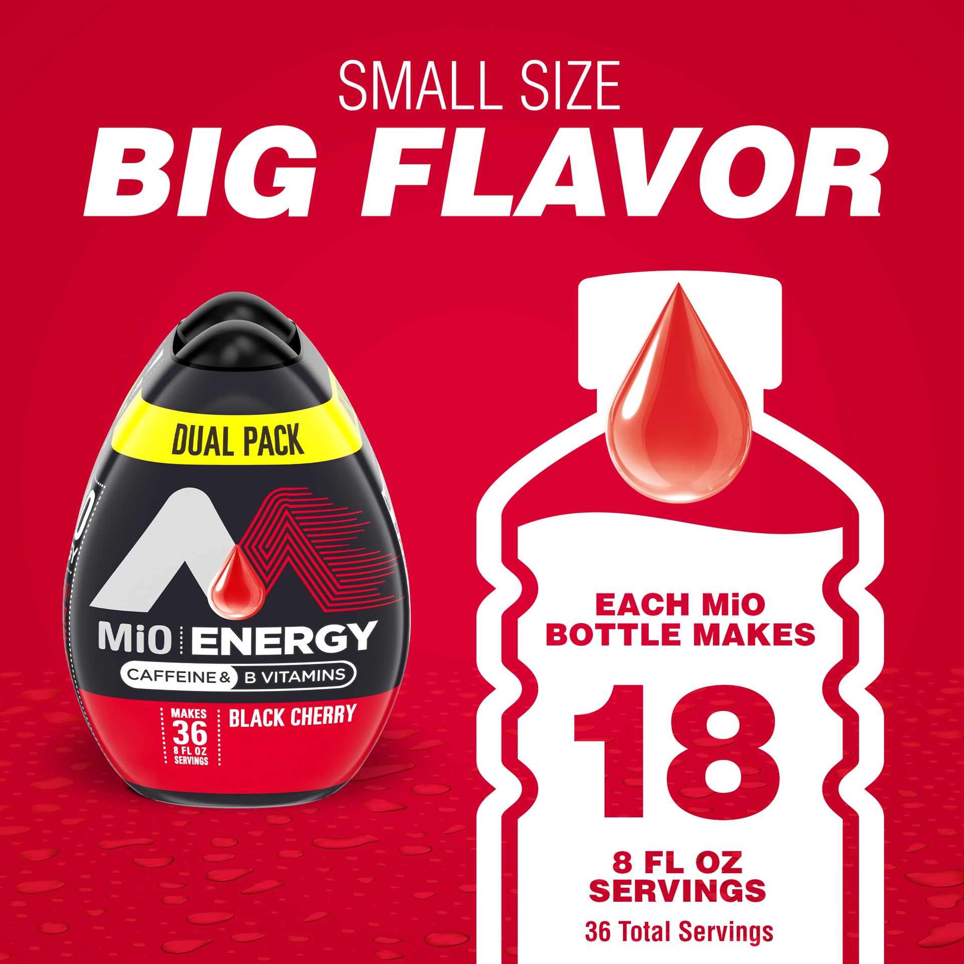 slide 5 of 5, MiO Energy Black Cherry Naturally Flavored Liquid Water Enhancer with Caffeine & B Vitamins Dual Pack, 2 ct Pack, 1.62 fl oz Bottles, 2 ct