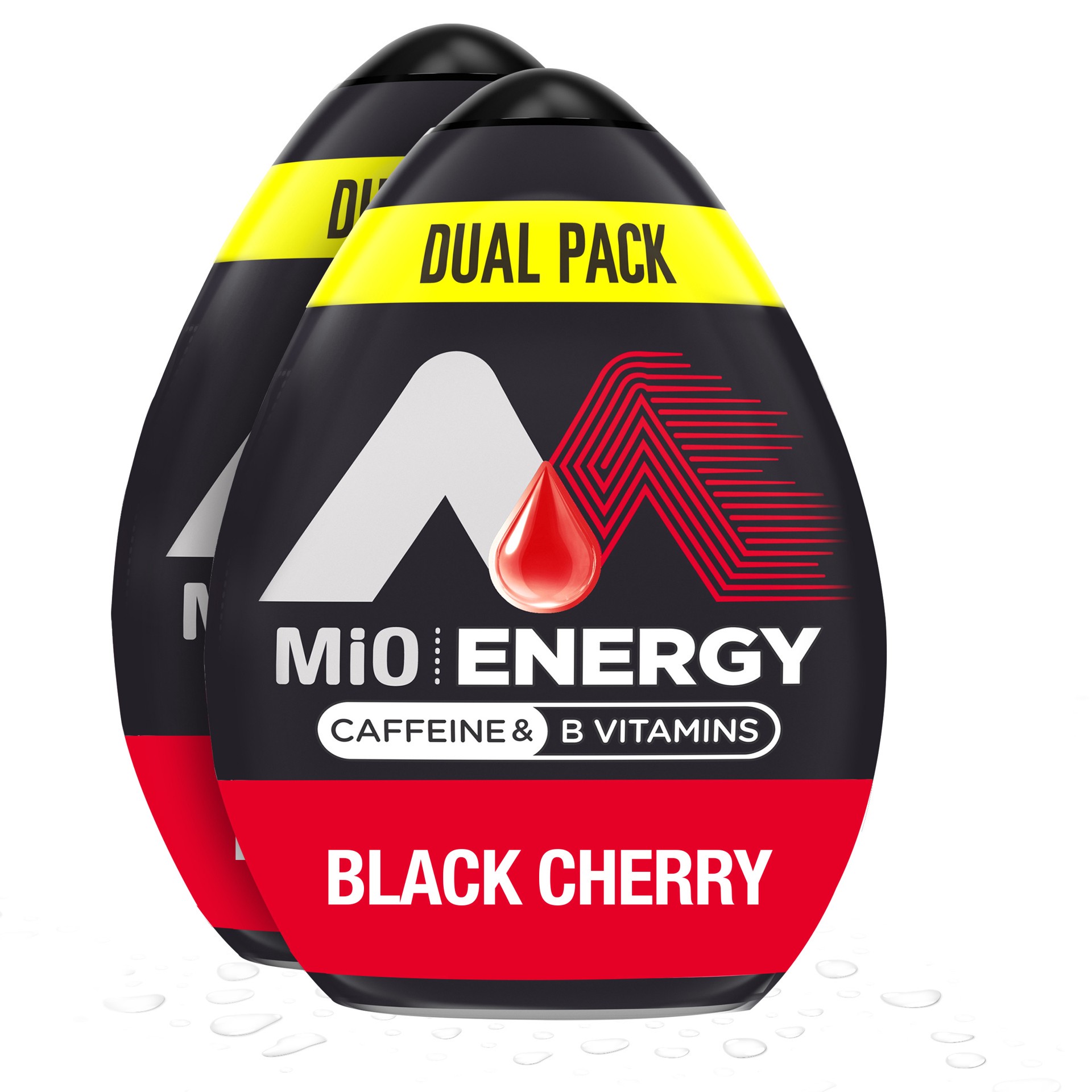 slide 1 of 5, MiO Energy Black Cherry Naturally Flavored Liquid Water Enhancer with Caffeine & B Vitamins Dual Pack, 2 ct Pack, 1.62 fl oz Bottles, 2 ct