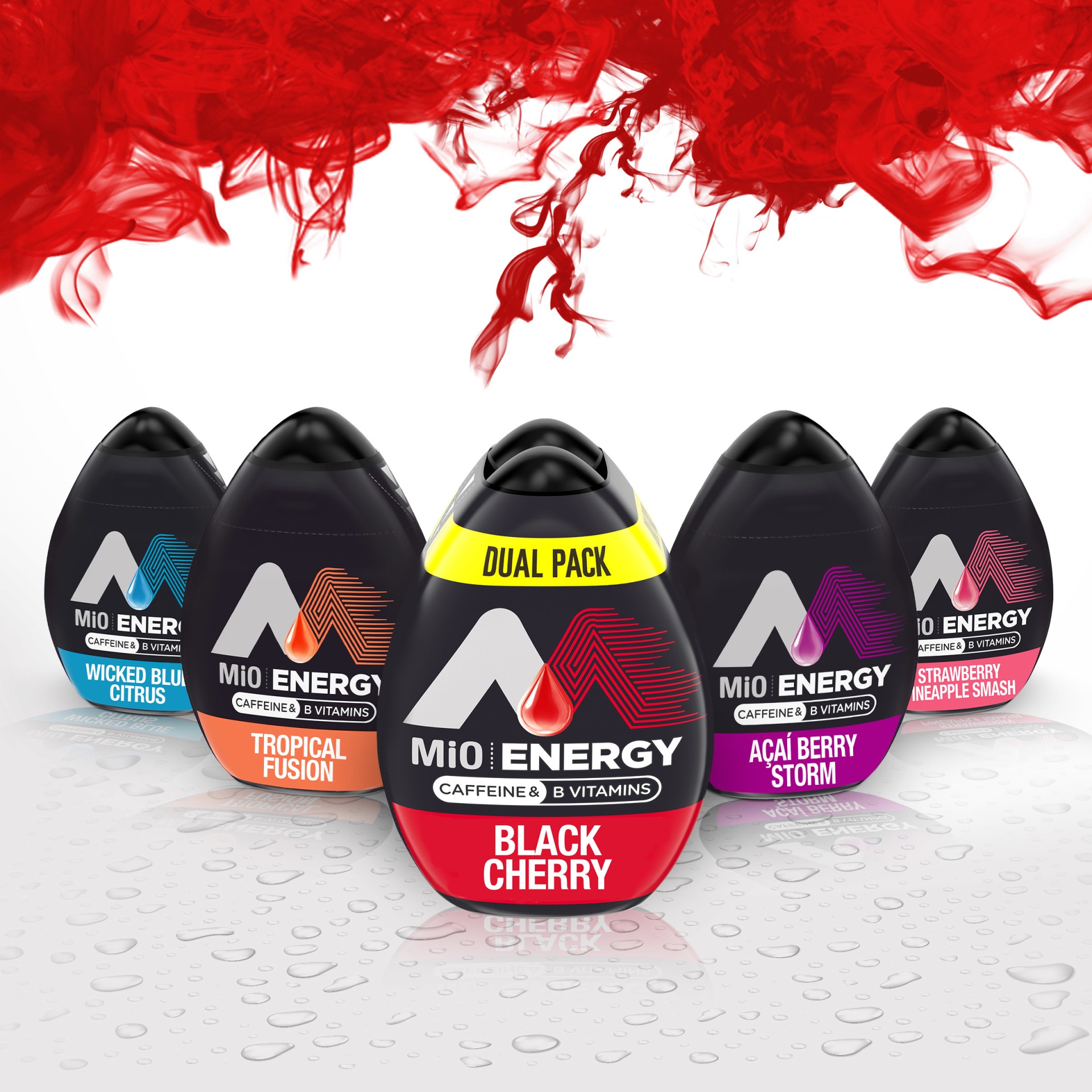 slide 4 of 13, MiO Energy Black Cherry Naturally Flavored Liquid Water Enhancer with Caffeine & B Vitamins Dual Pack Pack, 3.24 fl oz