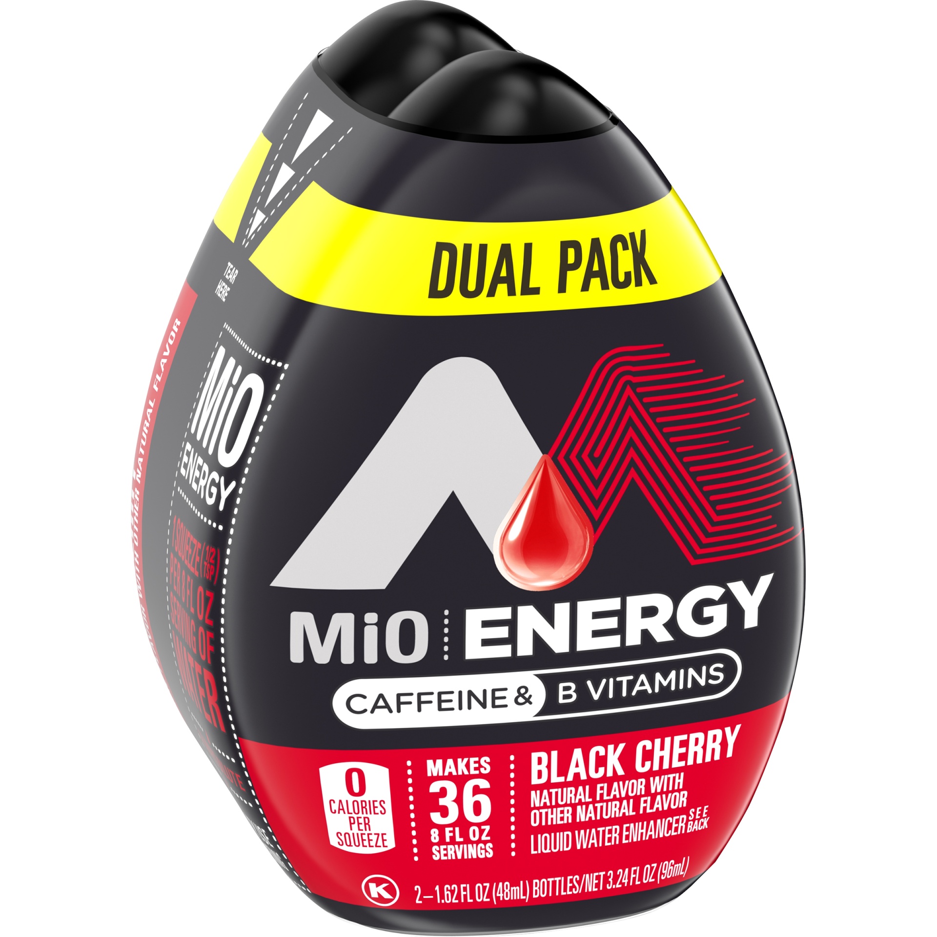 slide 9 of 13, MiO Energy Black Cherry Naturally Flavored Liquid Water Enhancer with Caffeine & B Vitamins Dual Pack Pack, 3.24 fl oz