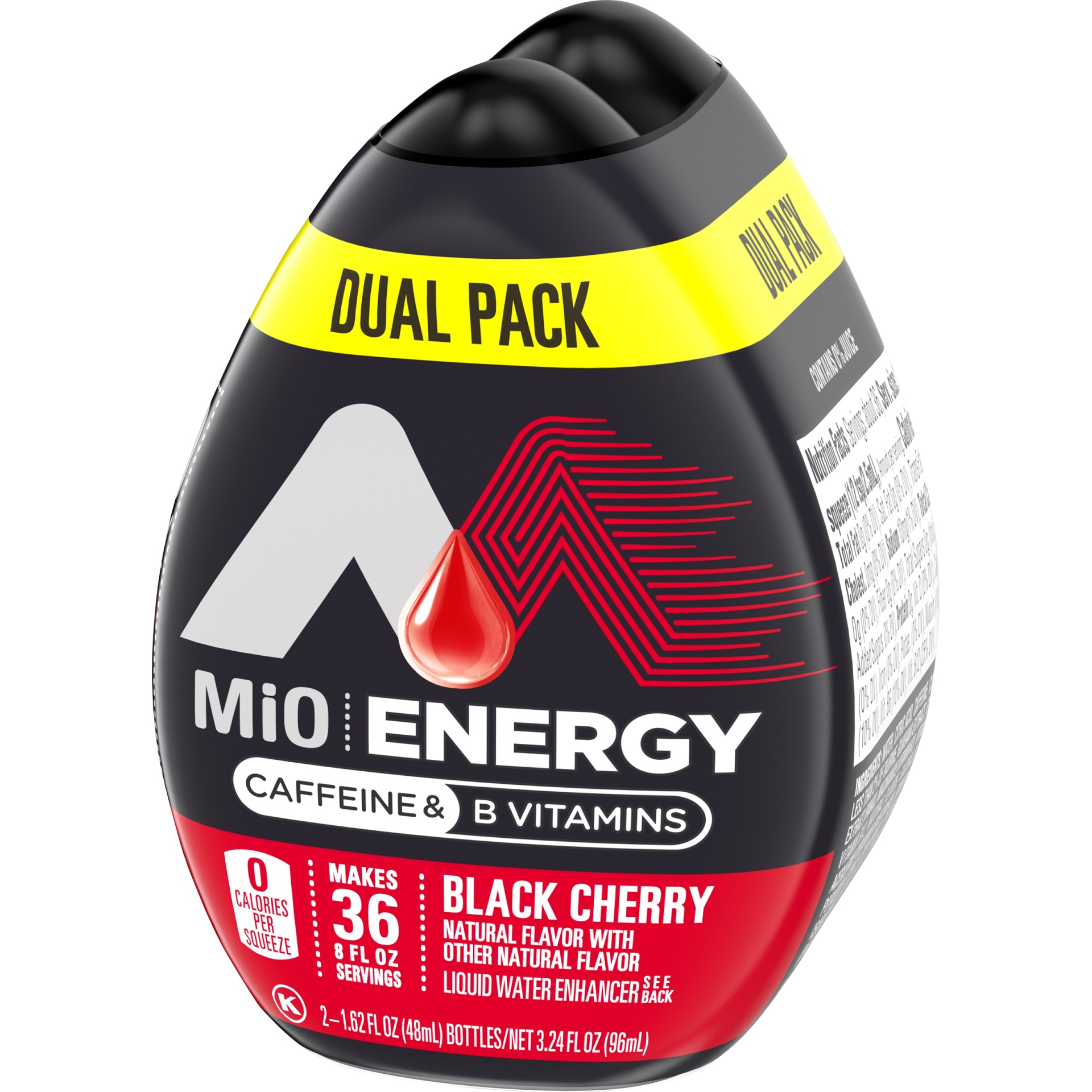 slide 10 of 13, MiO Energy Black Cherry Naturally Flavored Liquid Water Enhancer with Caffeine & B Vitamins Dual Pack Pack, 3.24 fl oz