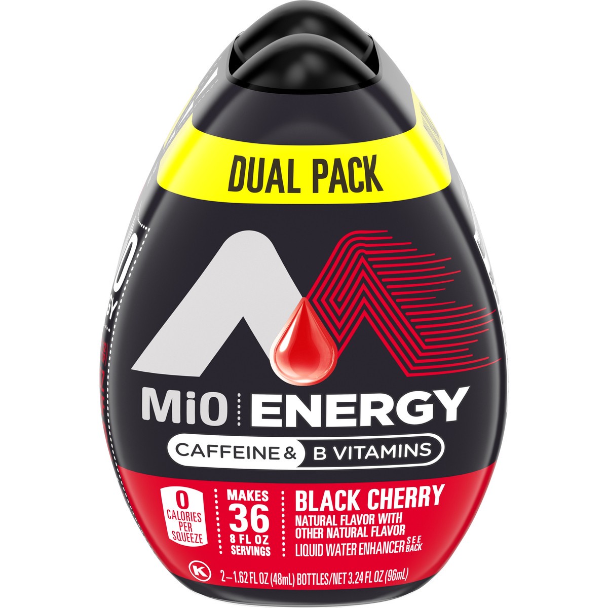 slide 1 of 5, MiO Black Cherry Naturally Flavored Liquid Water Enhancer with Caffeine & B Vitamins Dual Pack, 2 ct Pack, 1.62 fl oz Bottles, 2 ct