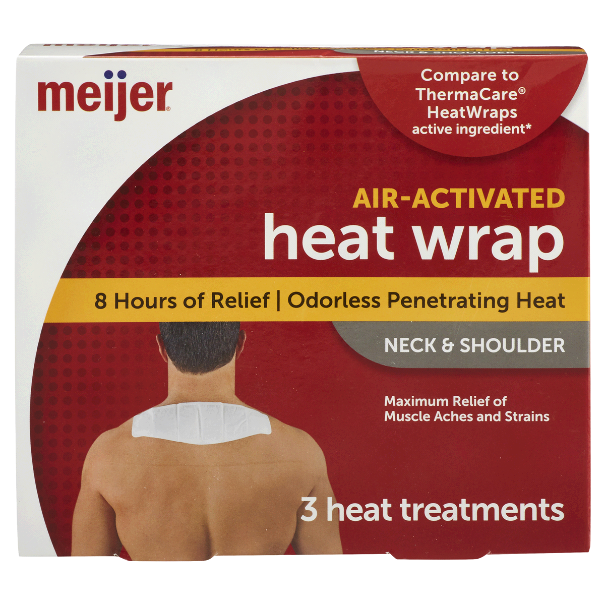 slide 1 of 5, Meijer Neck & Shoulder Heat Wrap, 3 ct