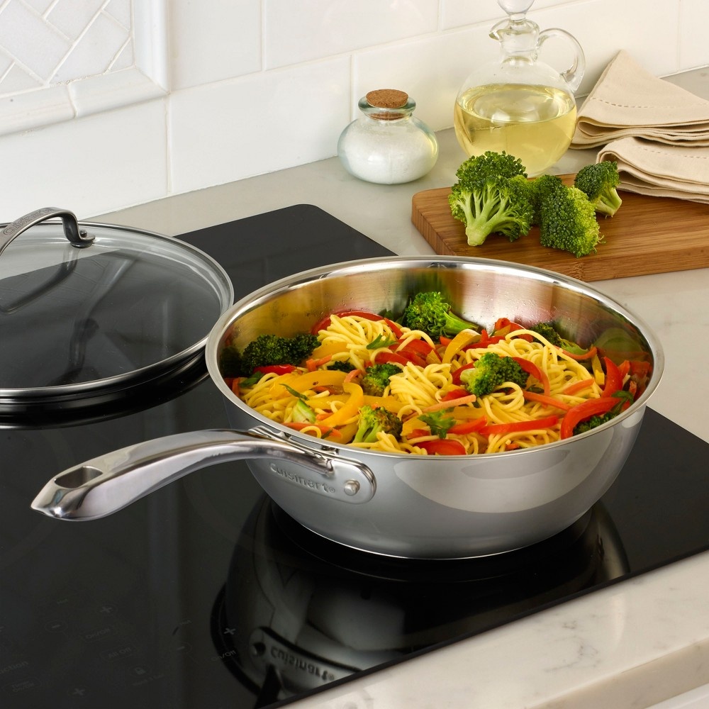 slide 2 of 4, Cuisinart Stainless Steel Chef's Pan with Cover - 8335-24, 3 qt