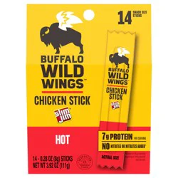 Slim Jim Smoked Meat Sticks, Buffalo Wild Wings Hot Flavor, 7g Protein per Serving, 0.28 oz. (14 Count)