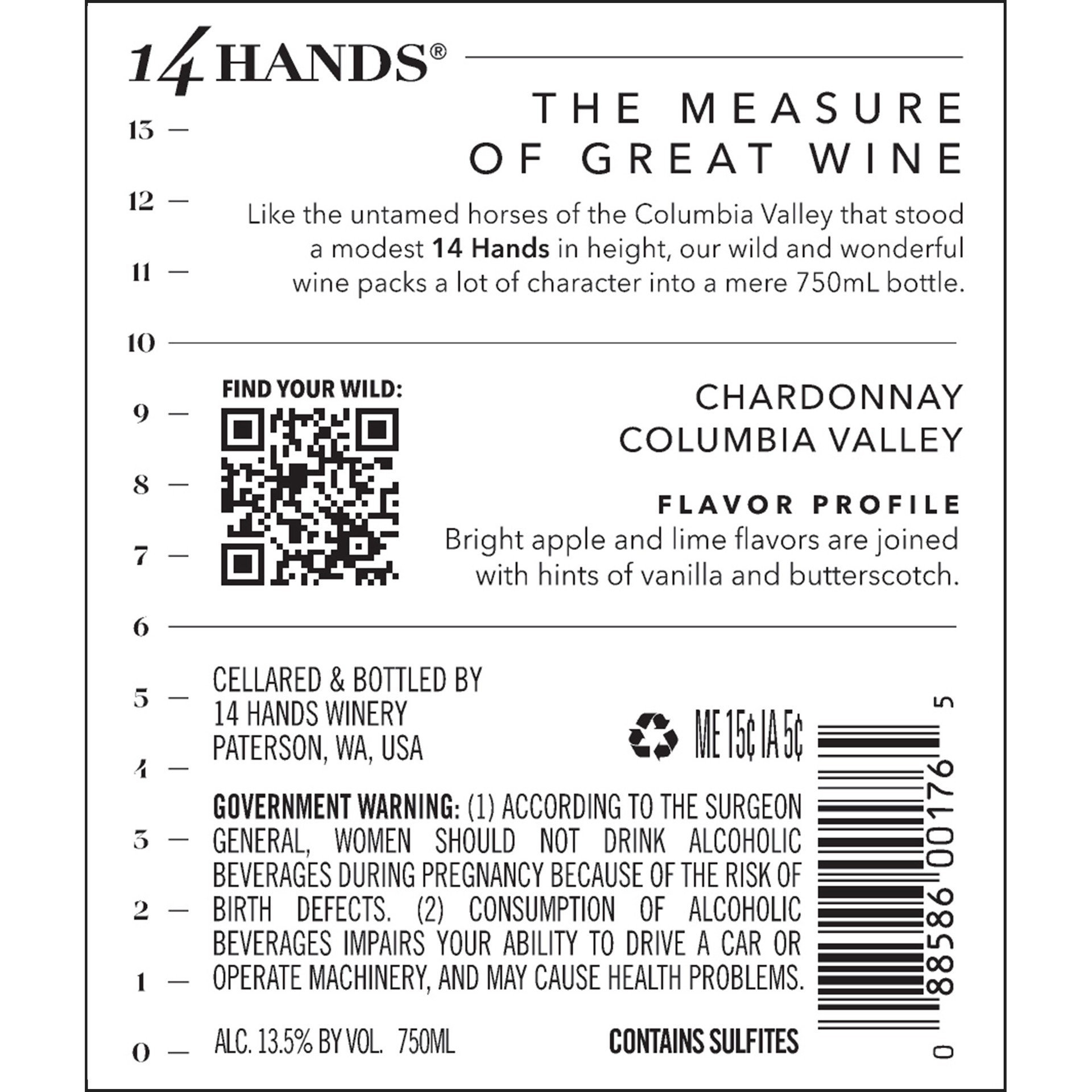 slide 6 of 6, 14 Hands Winery Chardonnay, 750 ml