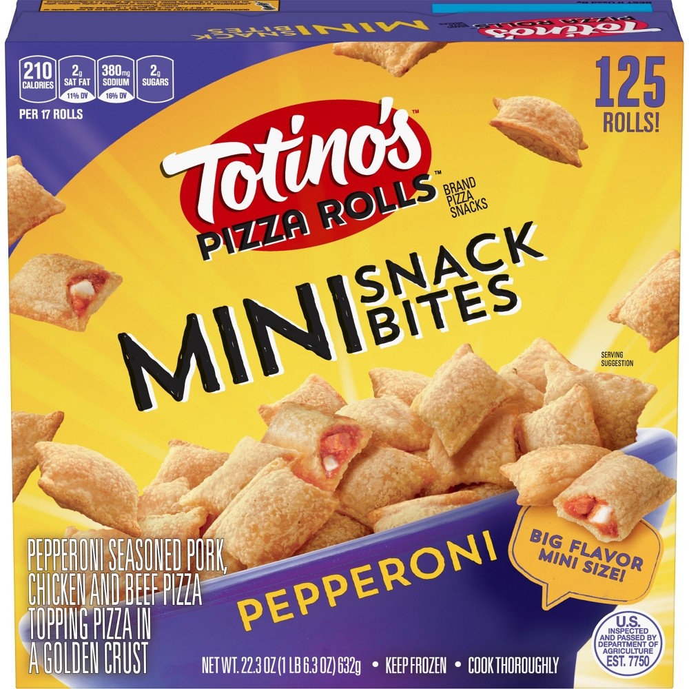 slide 2 of 3, Totino's Pepperoni Mini Snack Bites Pizza Rolls, 22.3 oz