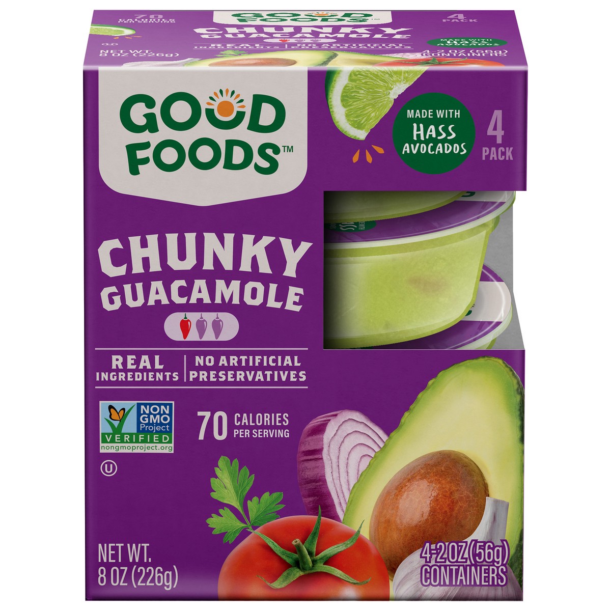 slide 1 of 14, Good Foods Traditional Chunky Guacamole 4 Ct Box, 4 ct