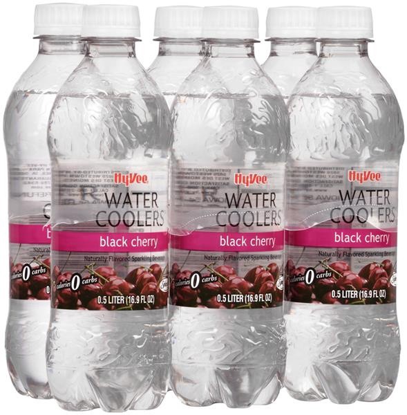 slide 1 of 1, Hy-Vee Water Coolers Black Cherry - 6 ct; 16.96 fl oz - 6 ct; 16.96 fl oz, 6 ct; 16.96 fl oz