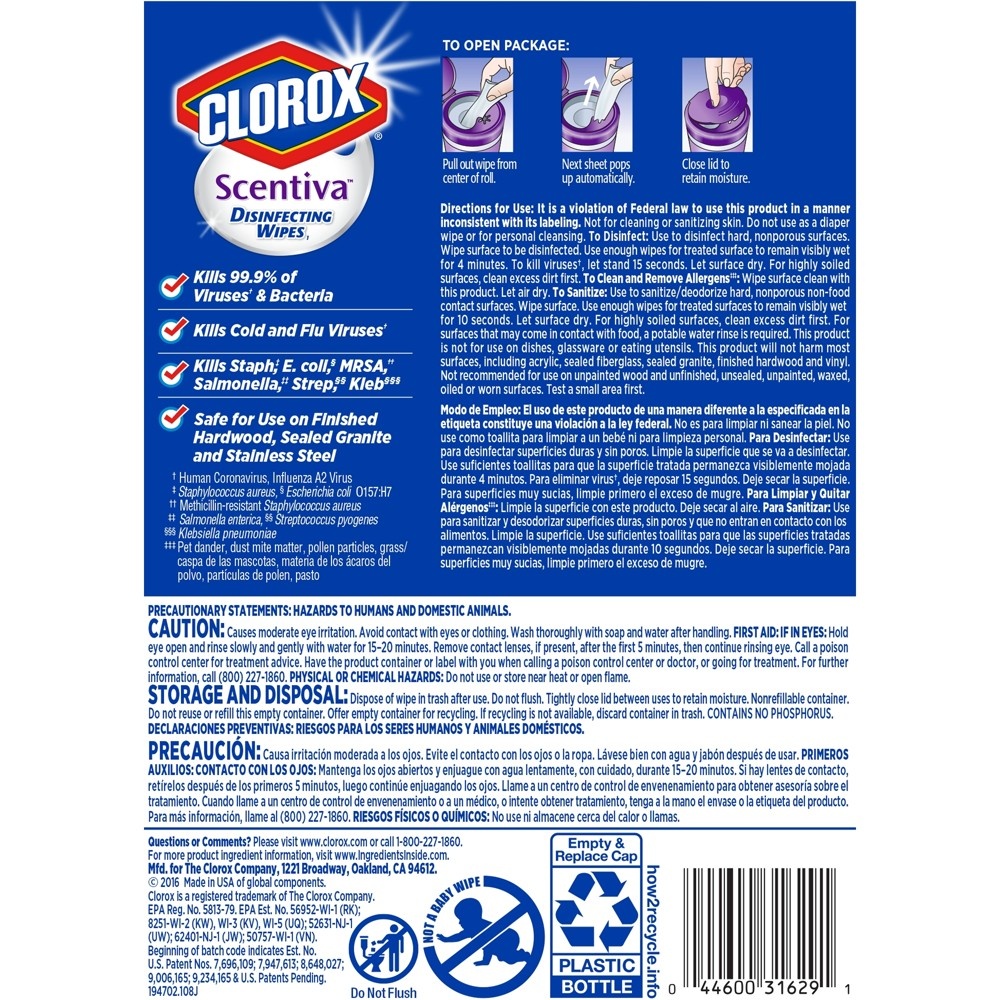 slide 2 of 11, Clorox Scentiva Tuscan Lavender Jasmine Scented Disinfecting Wipes, 2 ct