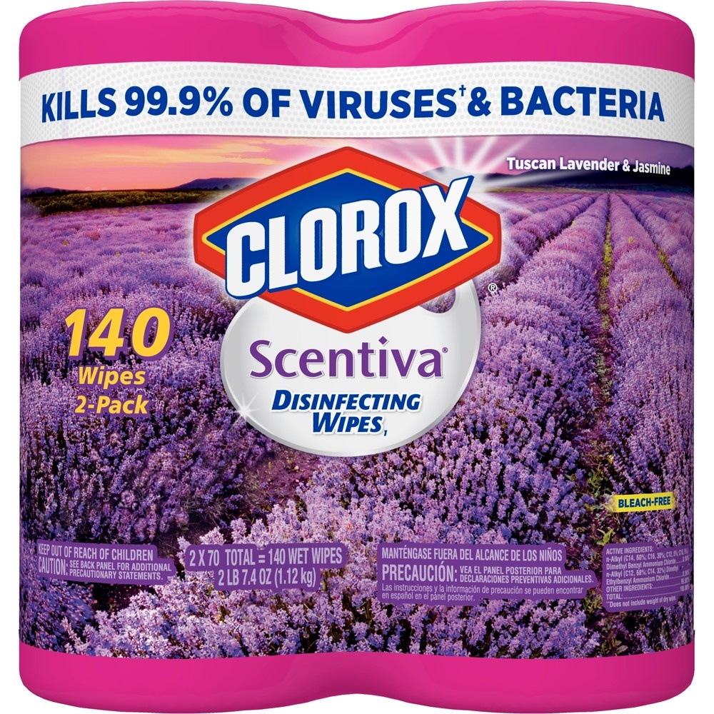 slide 5 of 11, Clorox Scentiva Tuscan Lavender Jasmine Scented Disinfecting Wipes, 2 ct