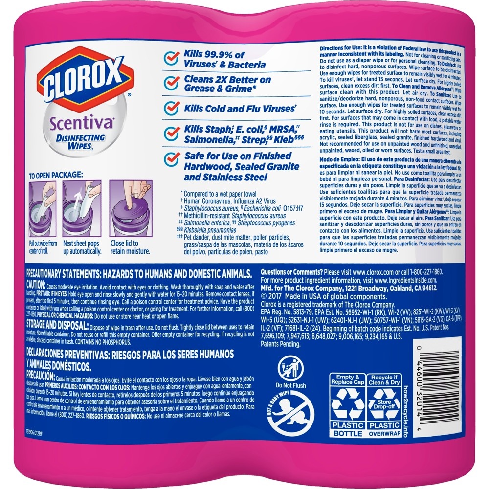 slide 7 of 11, Clorox Scentiva Tuscan Lavender Jasmine Scented Disinfecting Wipes, 2 ct