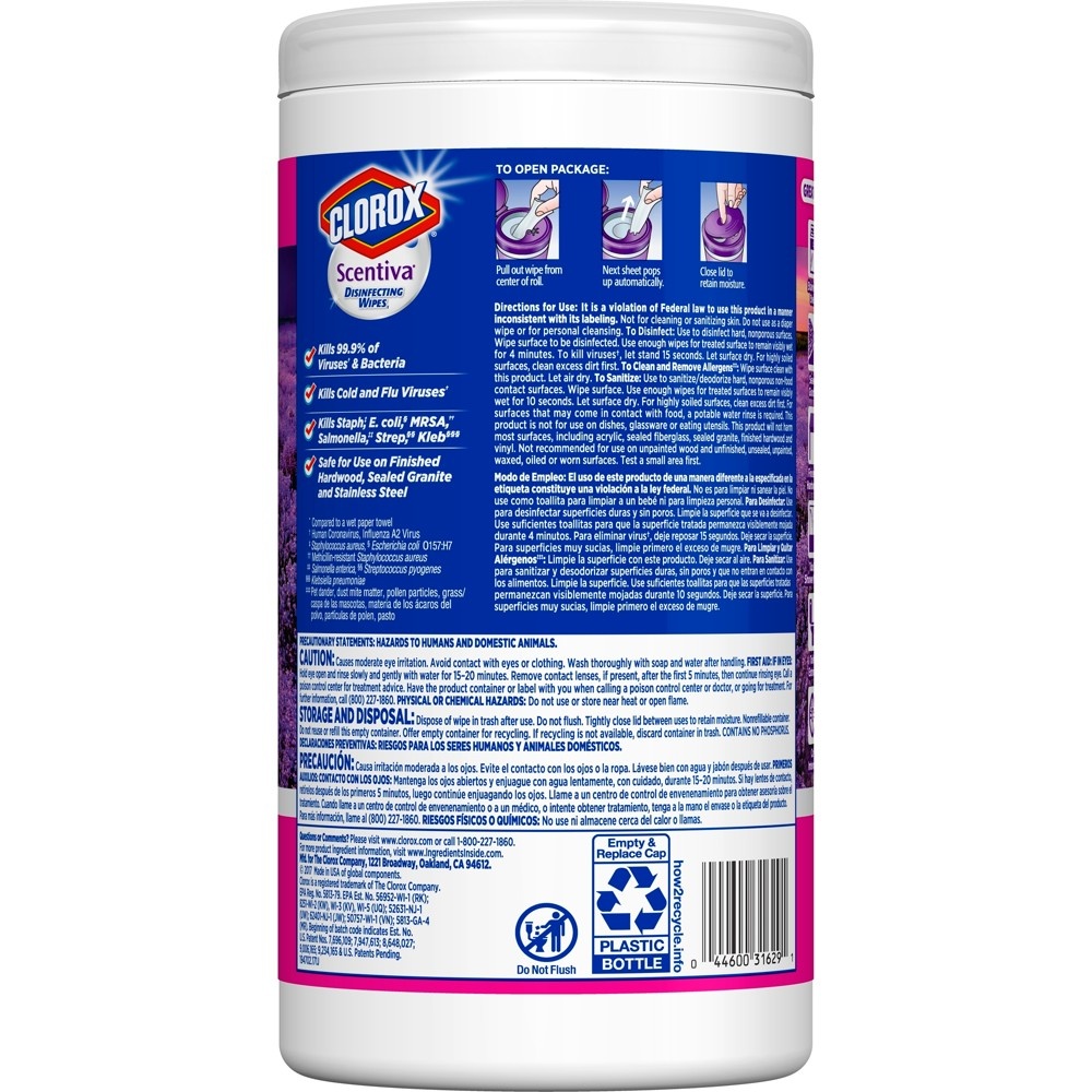 slide 11 of 11, Clorox Scentiva Tuscan Lavender Jasmine Scented Disinfecting Wipes, 2 ct