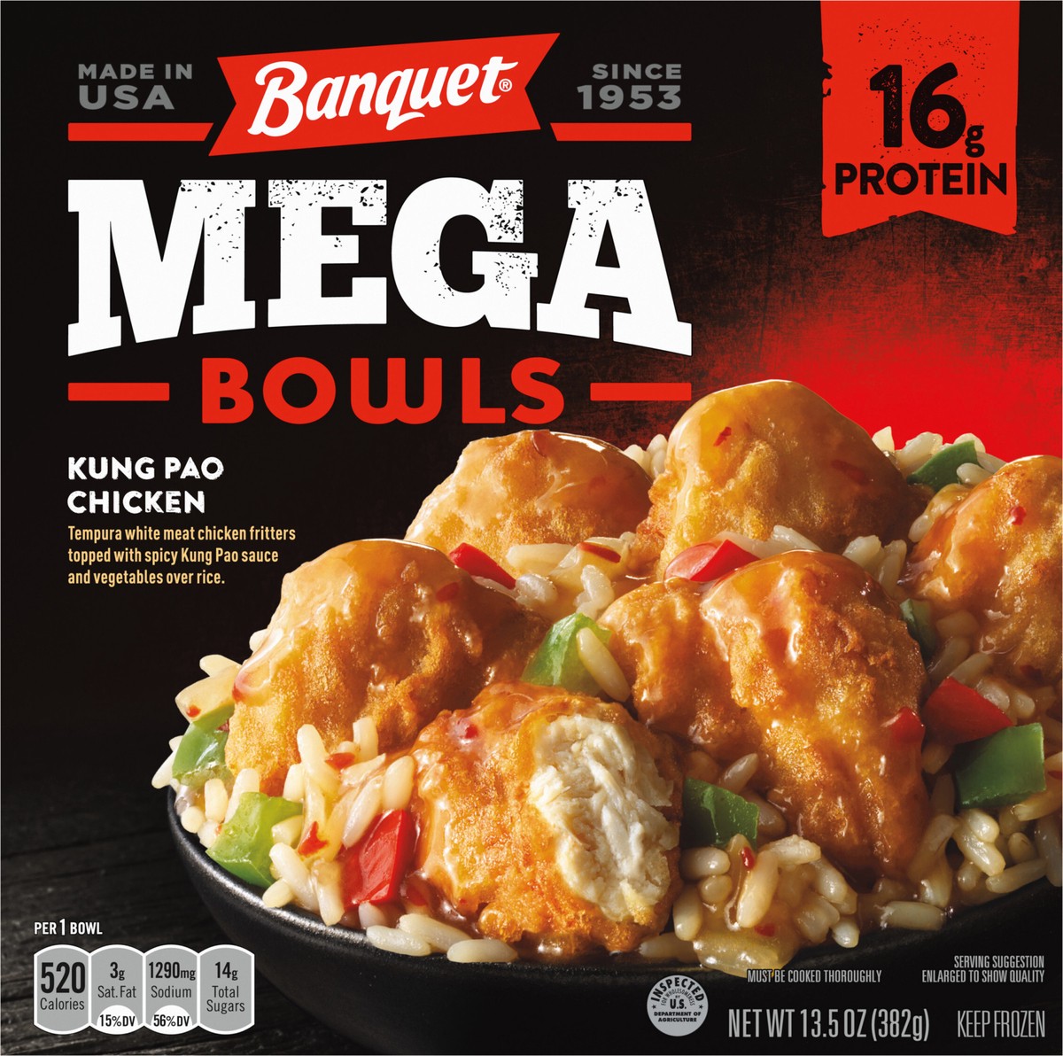 slide 7 of 11, Banquet Mega Bowls Kung Pao Chicken 13.5 oz, 13.5 oz