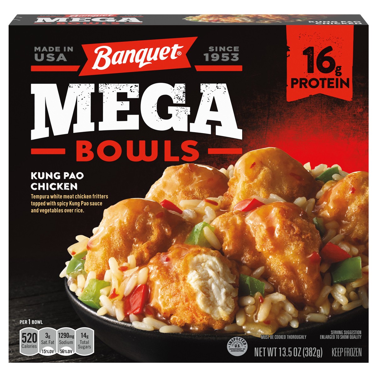 slide 10 of 11, Banquet Mega Bowls Kung Pao Chicken 13.5 oz, 13.5 oz