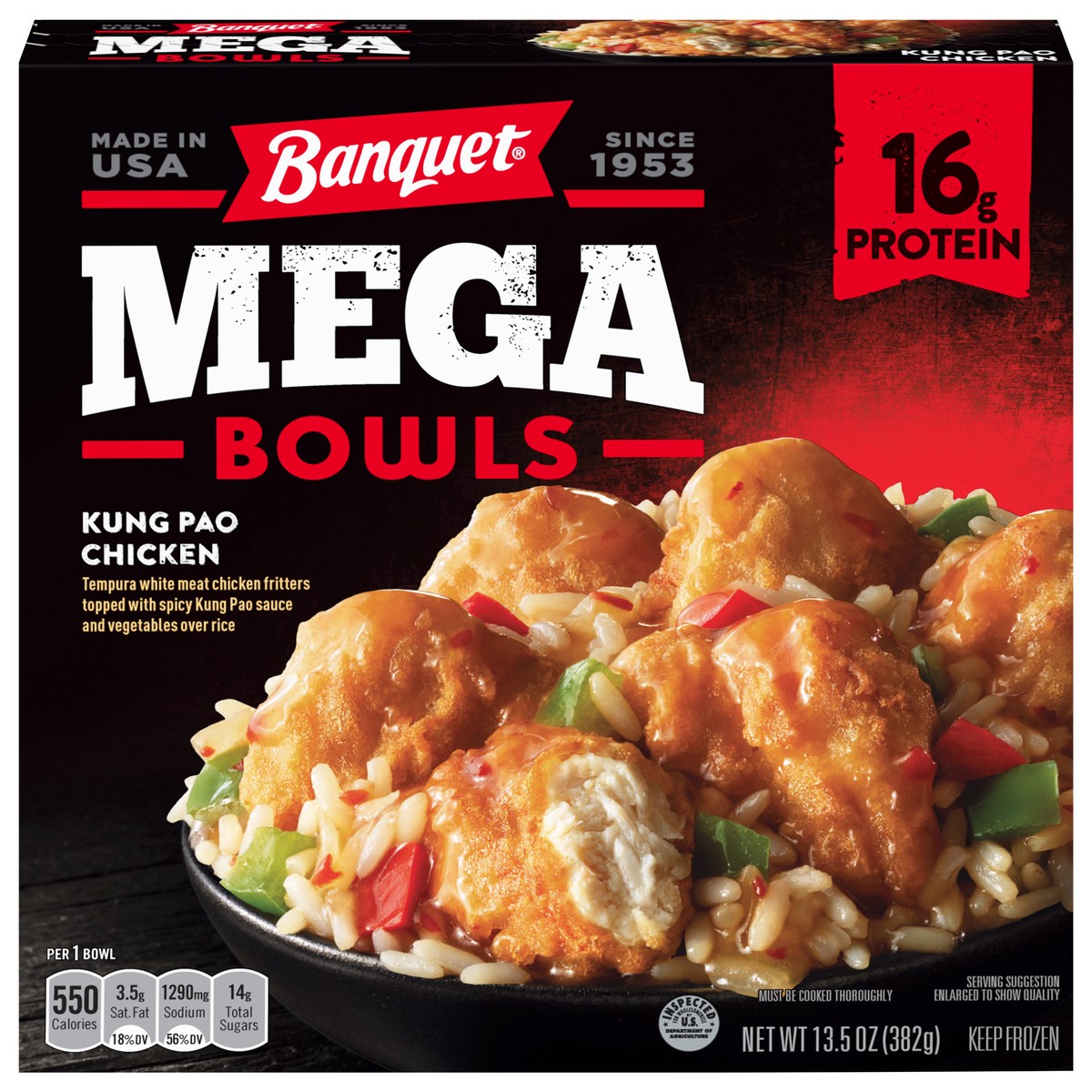 slide 1 of 11, Banquet Mega Bowls Kung Pao Chicken 13.5 oz, 13.5 oz