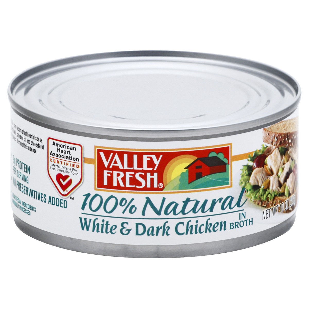 slide 9 of 12, Valley Fresh 100% Natural in Broth White & Dark Chicken 10 oz, 10 oz