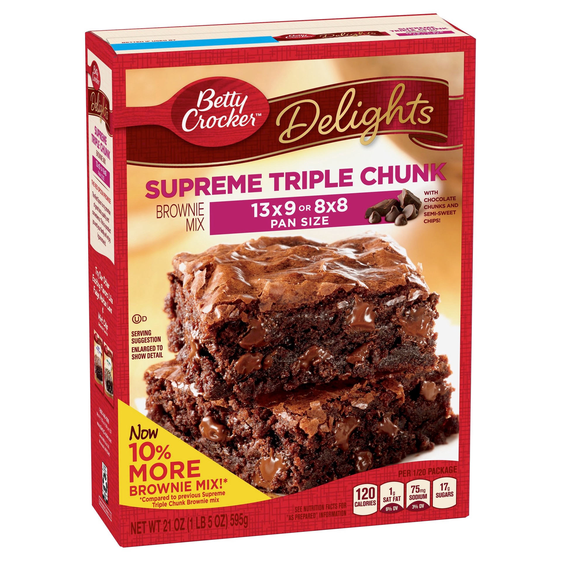 slide 1 of 1, Betty Crocker Supreme Triple Chunk Brownie Mix, 21 oz