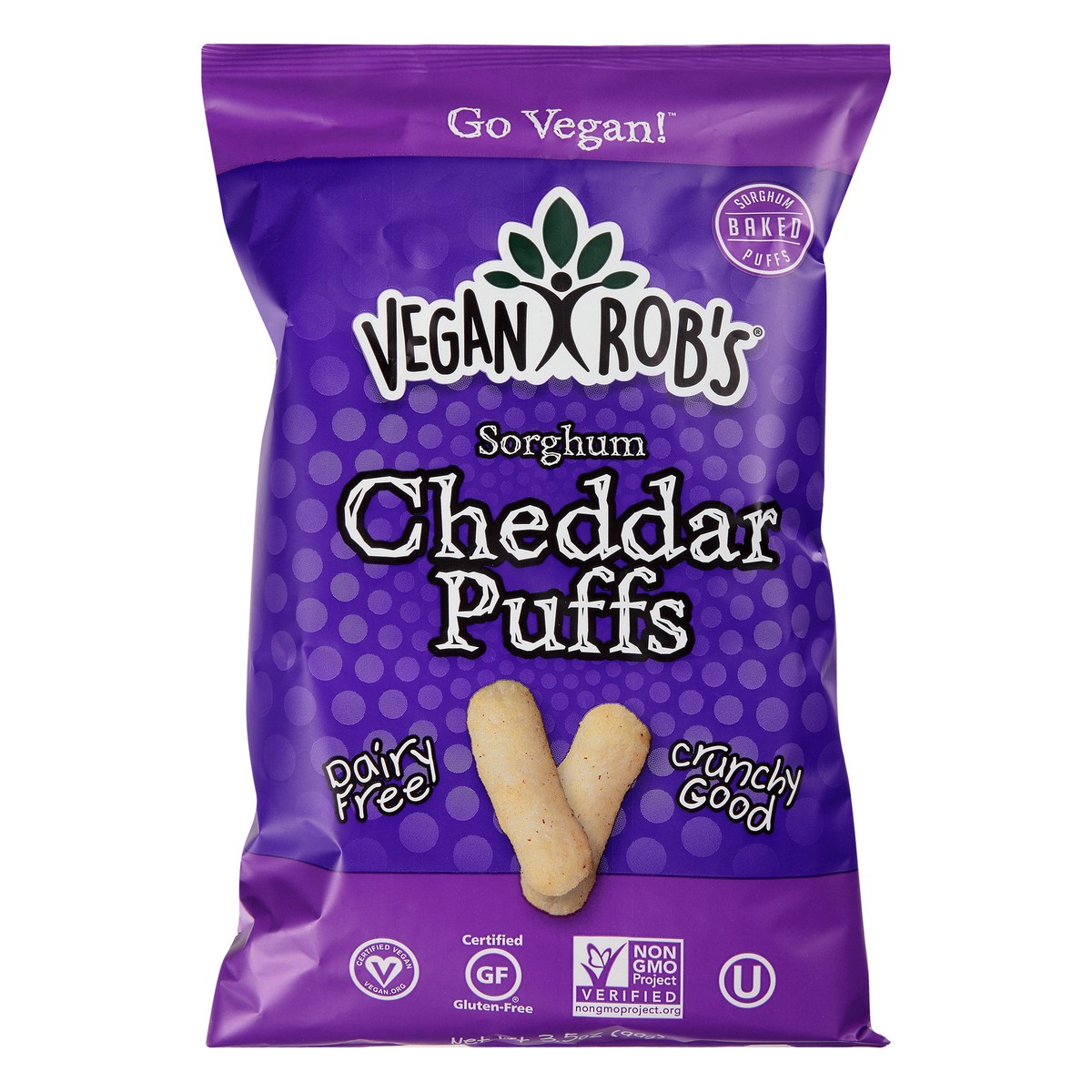 slide 1 of 11, Vegan Rob's Cheddar Sorghum Puffs 3.5 oz, 1.25 oz
