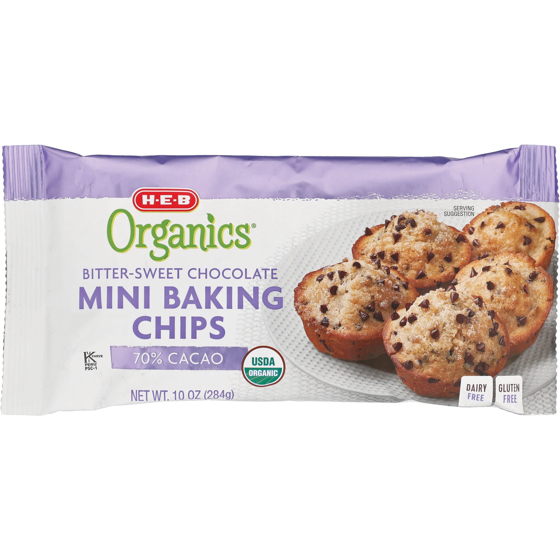 slide 1 of 1, H-E-B Organics Bittersweet Chocolate Mini Baking Chips, 10 oz