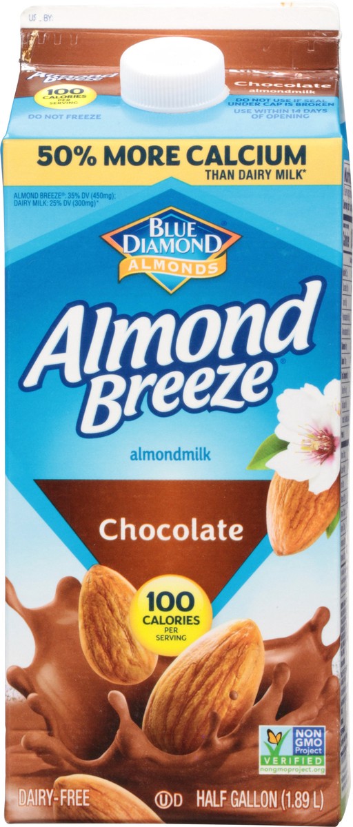 slide 1 of 9, Almond Breeze Blue Diamond Almond Breeze, Chocolate, 64oz REF, 64 oz