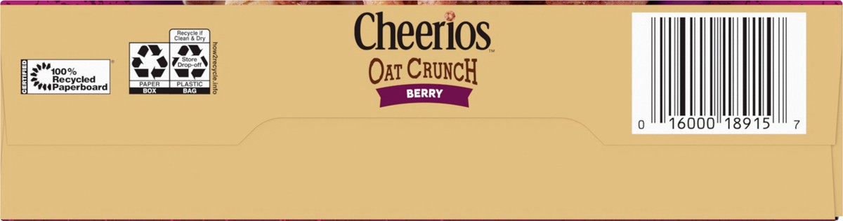 slide 8 of 8, Cheerios Oat Crunch Berry Oat Breakfast Cereal, Large Size, 18 oz, 18 oz